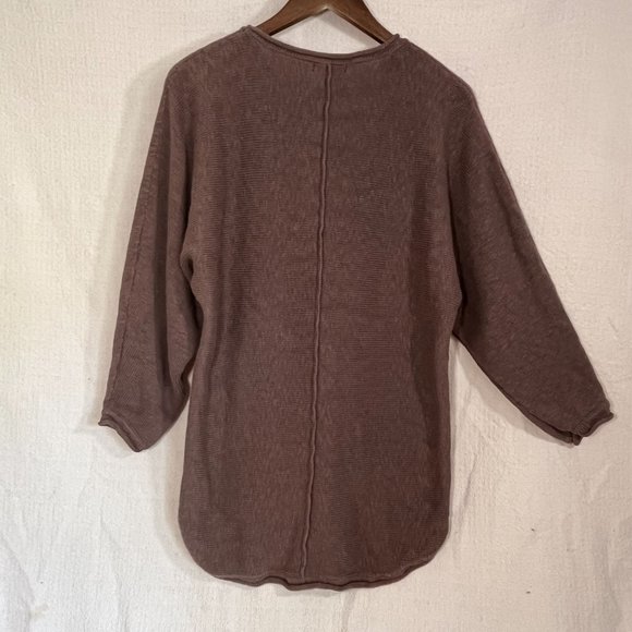 Lulu B - Raglan Knit Pullover Sweater - 100% Cotton in Deep Taupe Size M - Picture 2 of 6